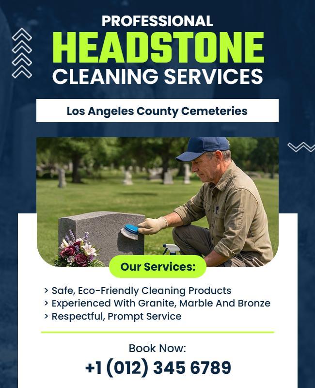 Headstone Cleaning Service Advertisement Poster Template