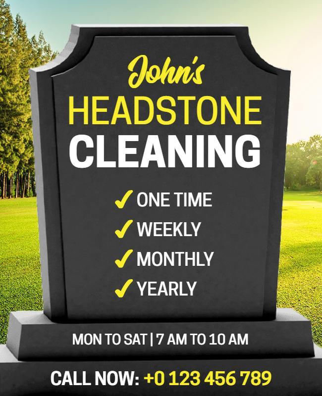 Headstone Cleaning Services Promotion Flyer Template