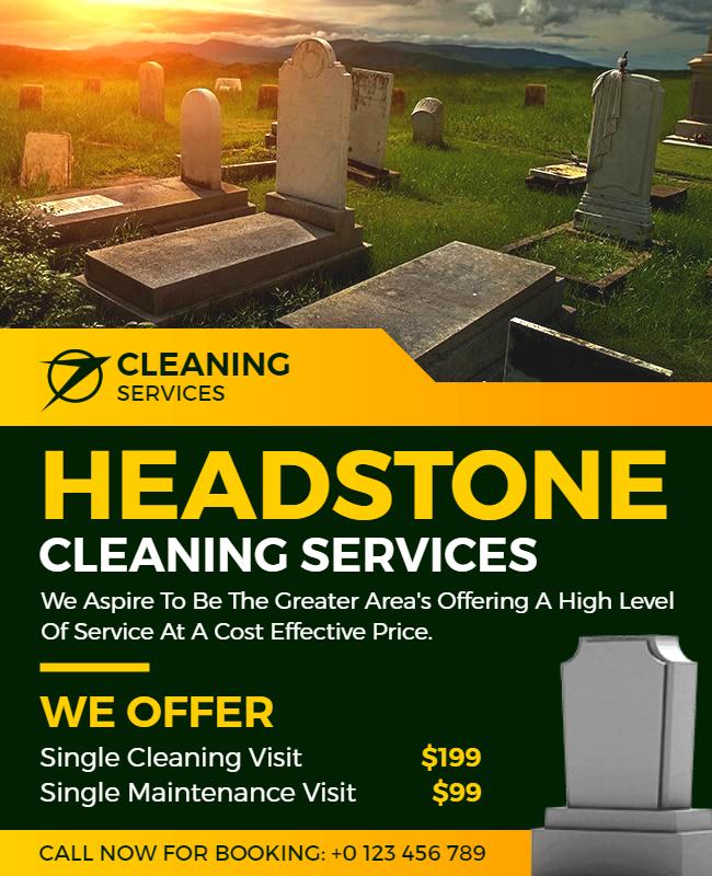 Headstone Cleaning Services Promotional Flyer Template