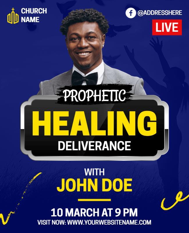 Vibrant Blue Prophetic Healing Deliverance Event Flyer Template