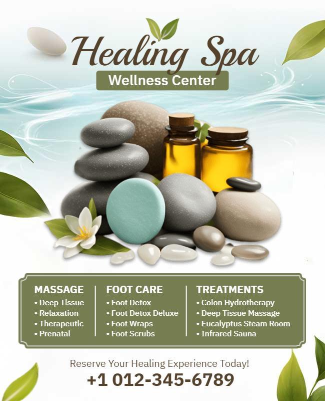 Healing Spa and Wellness Center Services Flyer Template