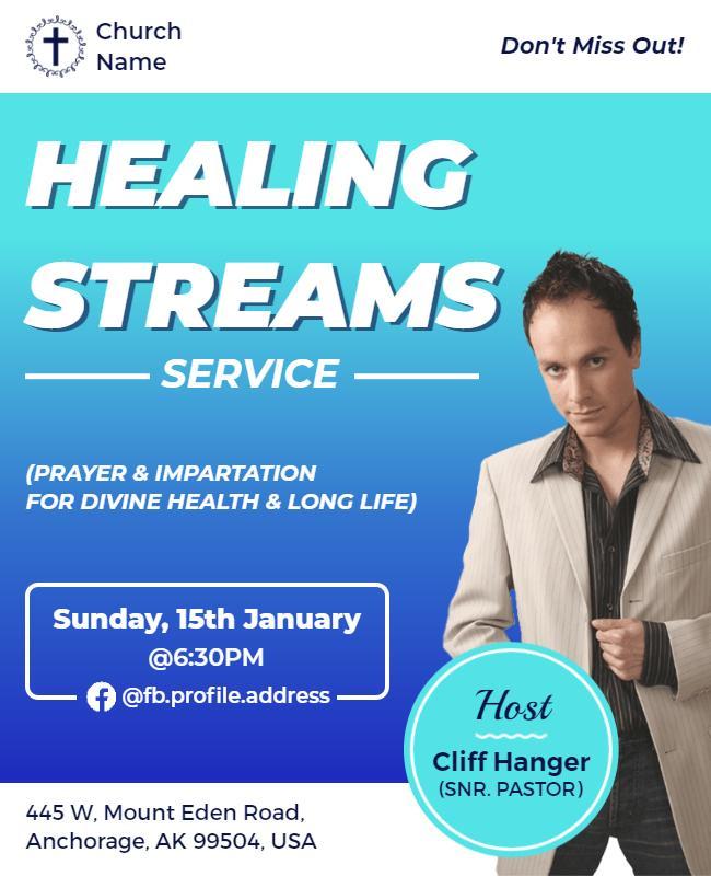 Healing Streams Church Service Flyer Template