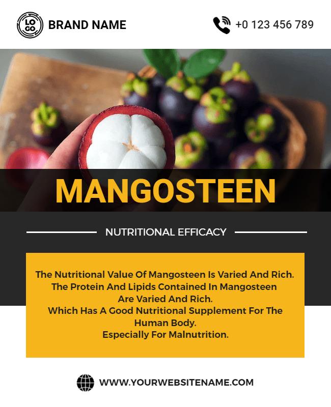 Health and Nutrition Focus on Mangosteen Benefits Poster Template