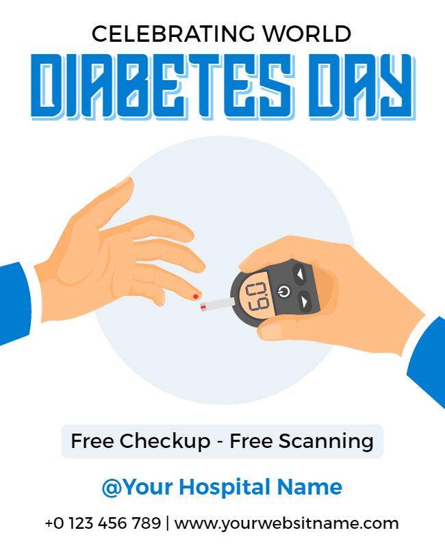 Health Awareness Blue Diabetes Checkup Event Poster Template