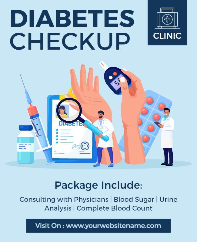 Health Awareness Diabetes Checkup Clinic Poster Template