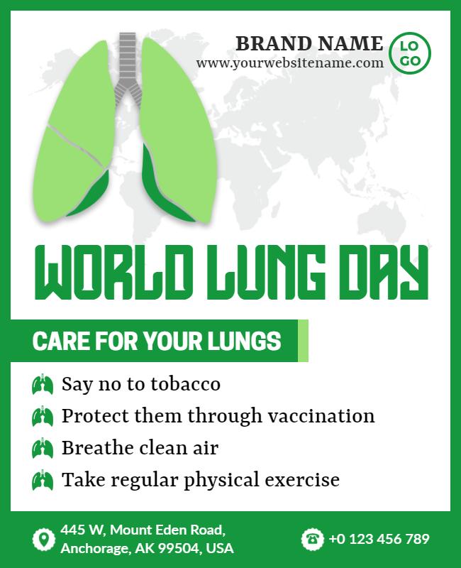 Health Awareness Green World Lung Day Care Poster Template