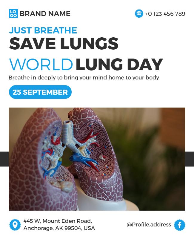 Health Awareness World Lung Day Celebration Poster Template