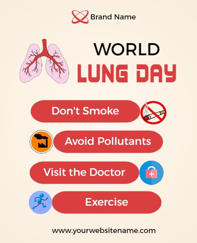 Health Awareness World Lung Day Reminder Poster Template