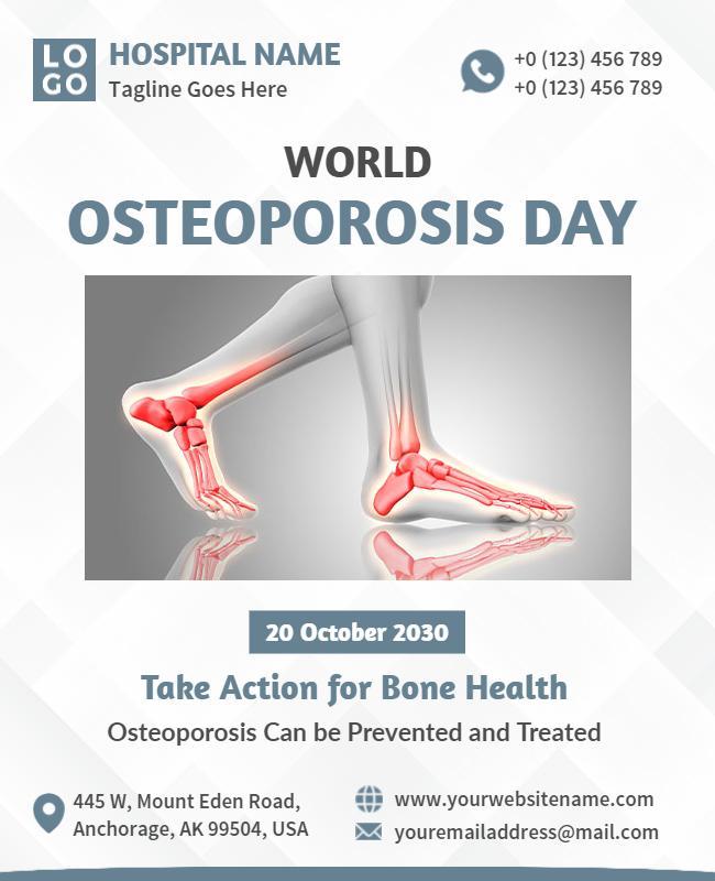 Health Awareness World Osteoporosis Day Educational Poster Template