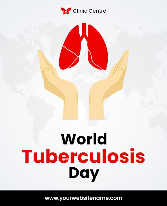 Health Awareness World Tuberculosis Day with Hands and Lungs Poster Template