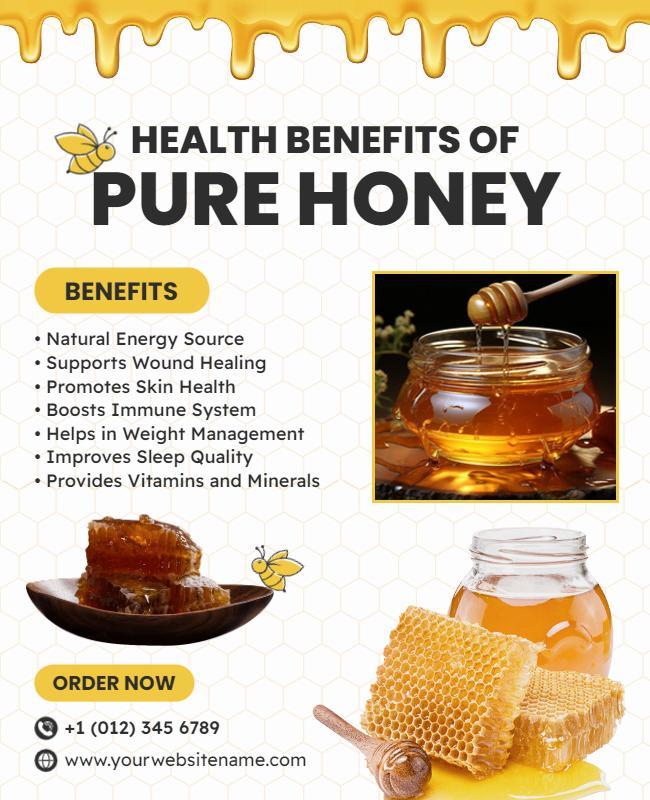 Health Benefits Of Pure Honey Flyer Template