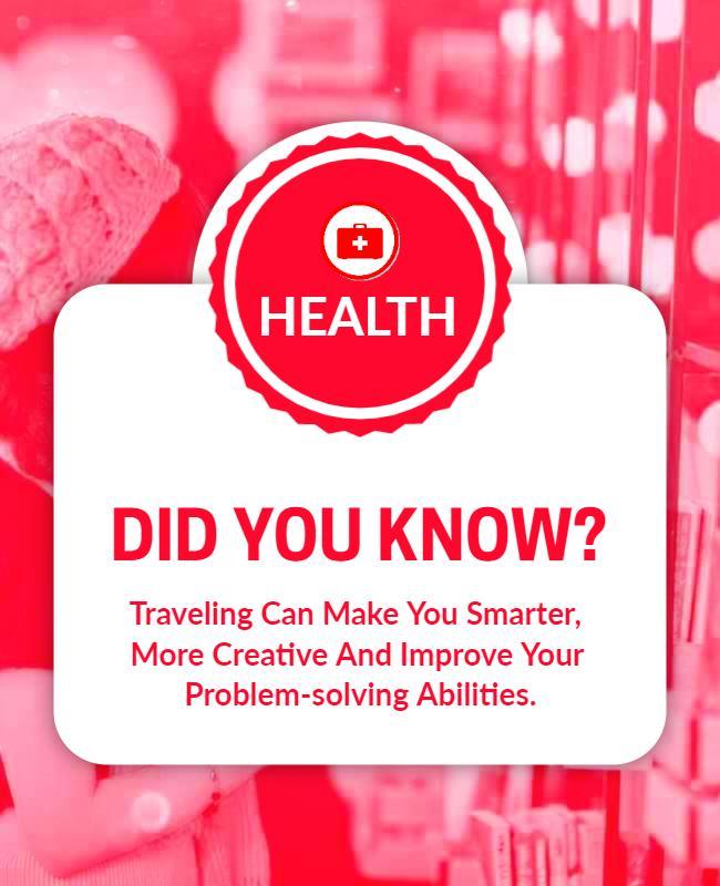 Health-Focused Red Travel Awareness Poster Template