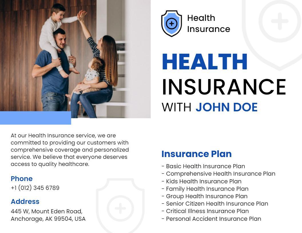 Health Insurance Coverage Plans Services Brochure Template