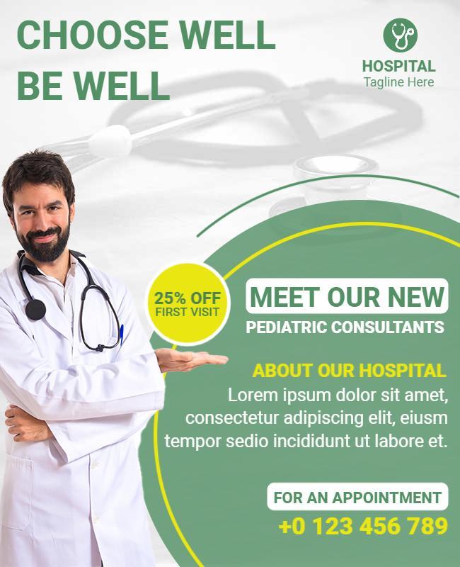 Health-Oriented Green Pediatric Hospital Introduction Flyer Template