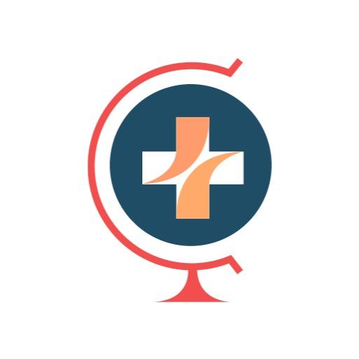 Health Services Globe with Medical Cross Symbol Logo Template