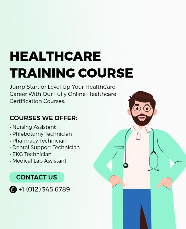 Healthcare Certificate Training Course Flyer Template