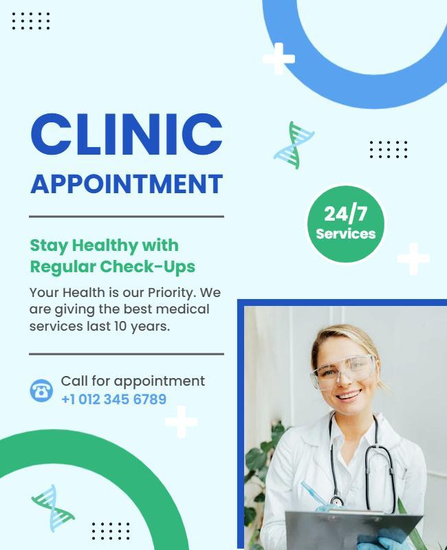 Healthcare Clinic Appointment Services Flyer Template