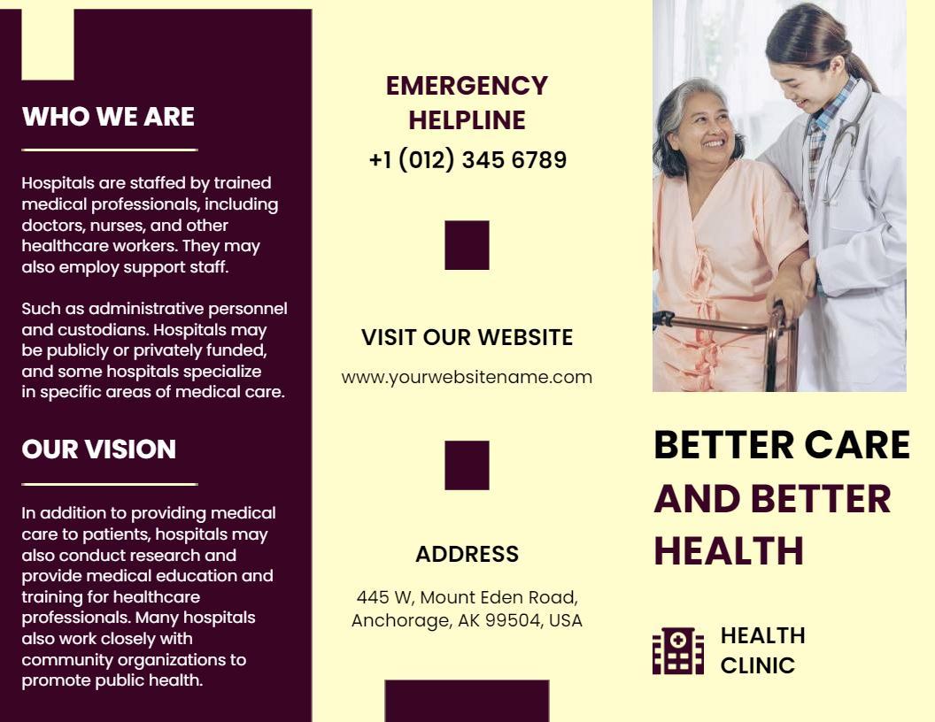 Healthcare Clinic Medical Support and Services Brochure Template
