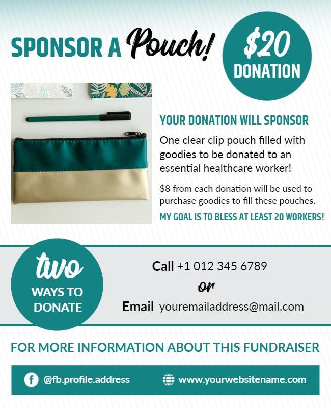 Healthcare Donation Pouch Fundraiser Flyer Template