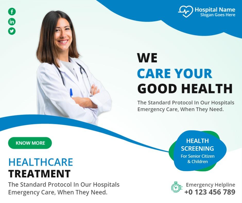 Healthcare Emergency Protocol Information Facebook Flyer Template