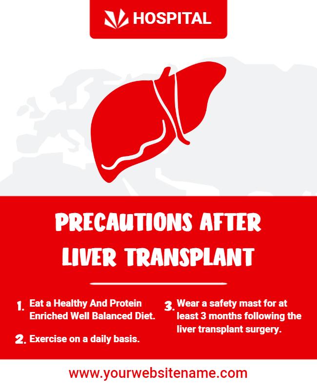 Healthcare Focused Liver Transplant Precautions Information Poster Template