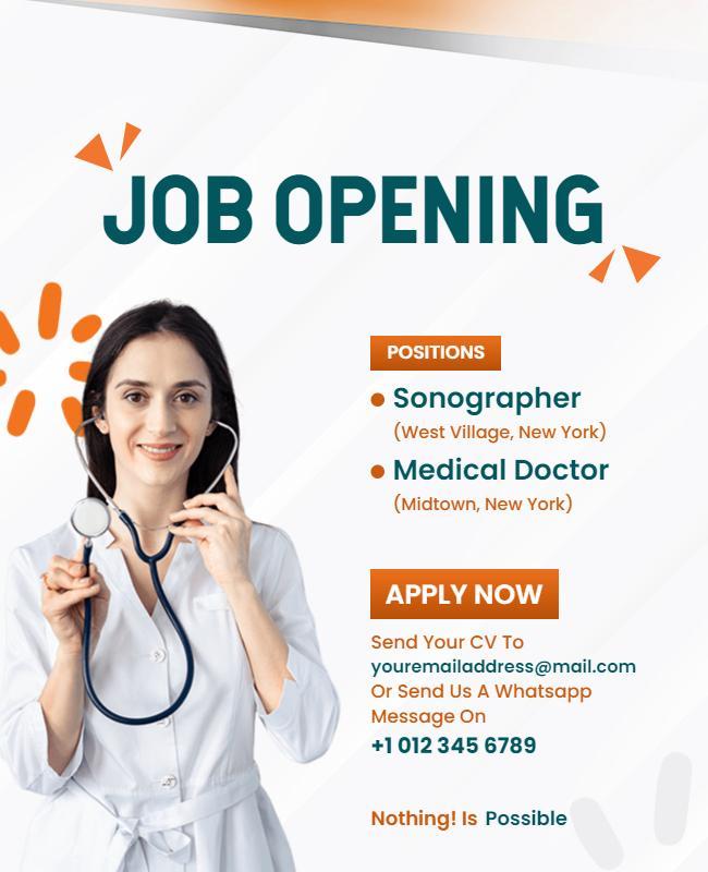 Healthcare Job Opening Announcement Flyer Template