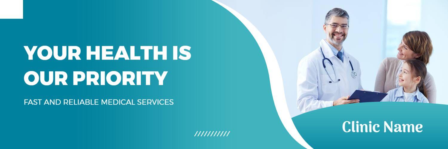Healthcare Professionals Emphasizing Patient Care Twitter Banner Template