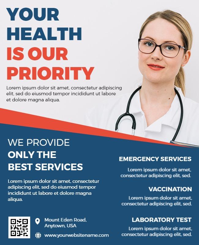 Healthcare Services and Wellness Promotion Flyer Template