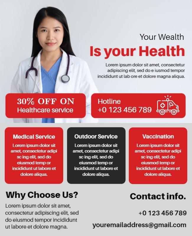 Professional Health Services Promotion with Discount Flyer Template