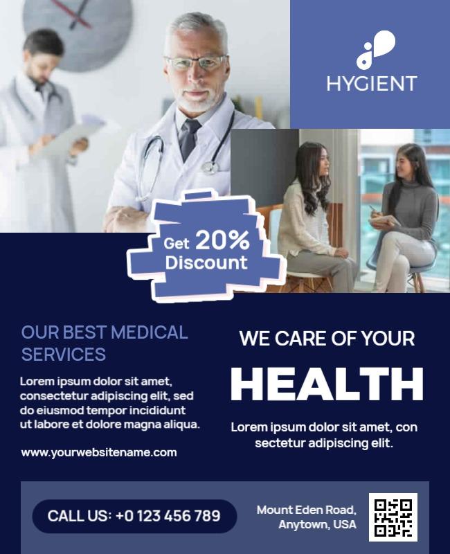 Modern Blue Healthcare Medical Services Flyer Template