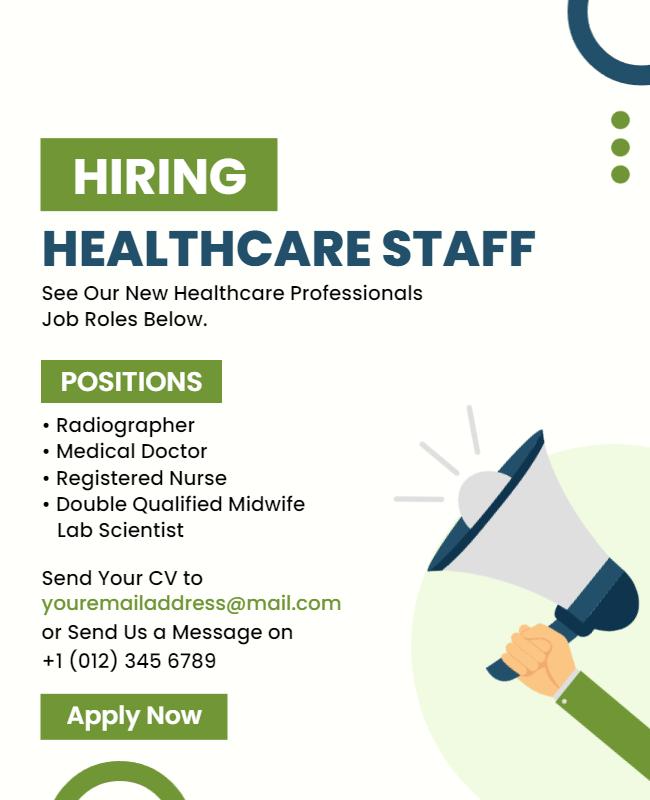 Healthcare Staff Recruitment Announcement Flyer Template