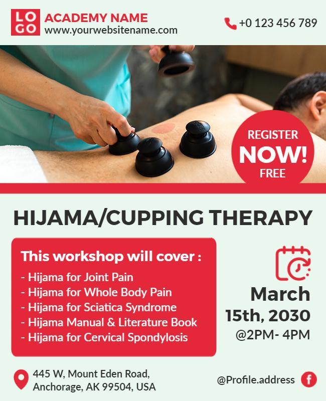 Healthcare Workshop on Hijama Cupping Therapy Poster Template