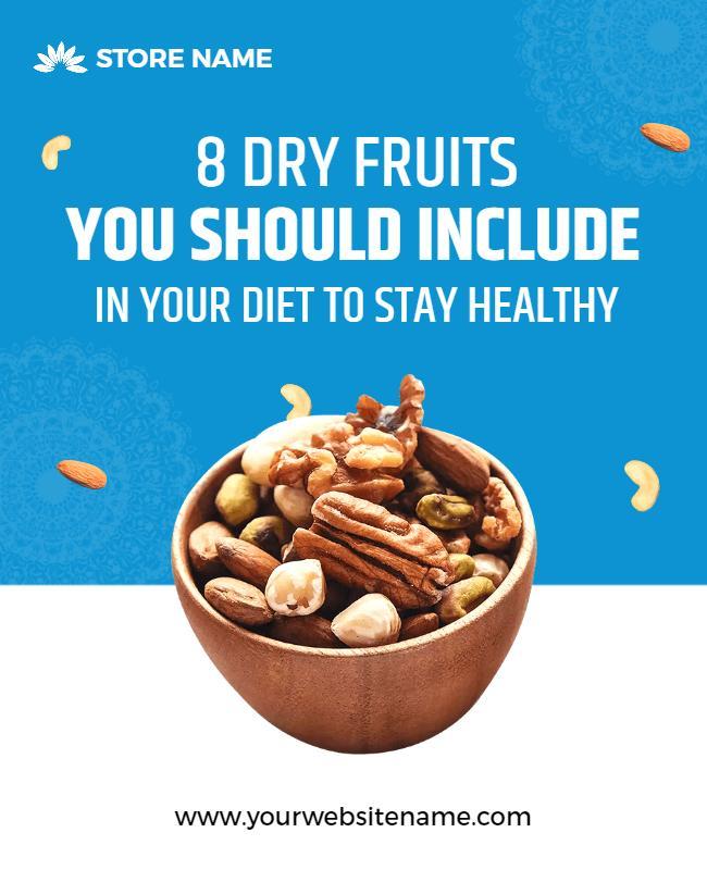 Healthy Blue Dry Fruits Diet Guide Poster Template