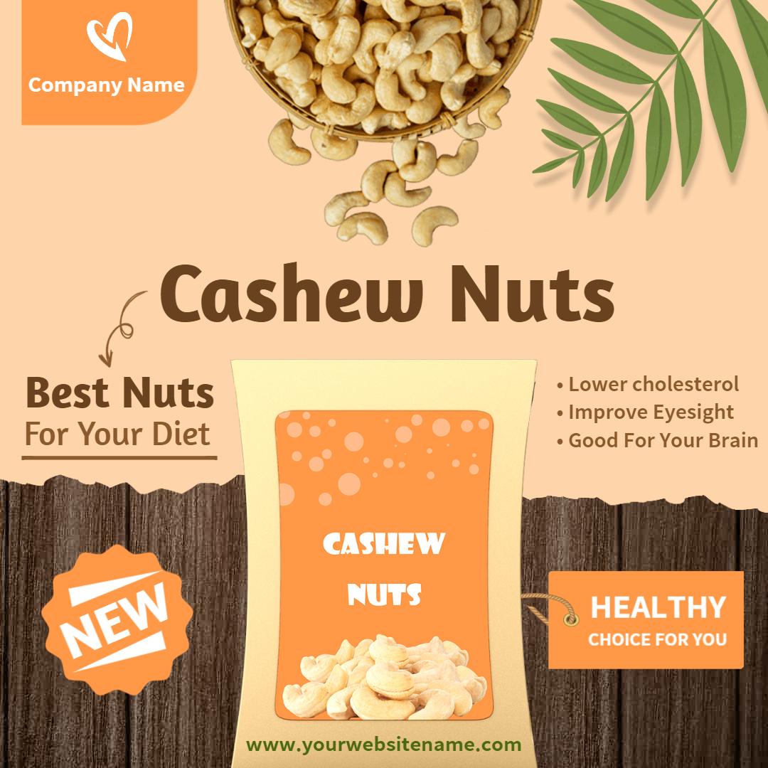 Healthy Cashew Nuts for Your Diet Promotion Ad Template