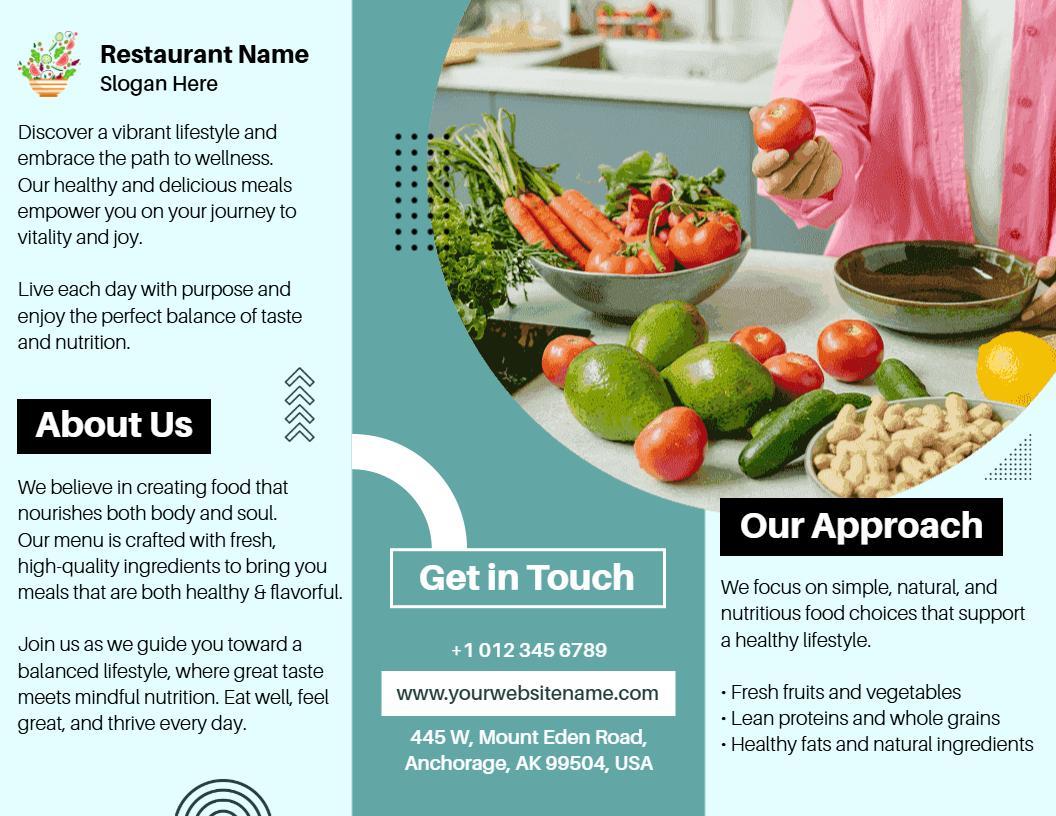Healthy Fresh Produce Restaurant Wellness Lifestyle Brochure Template