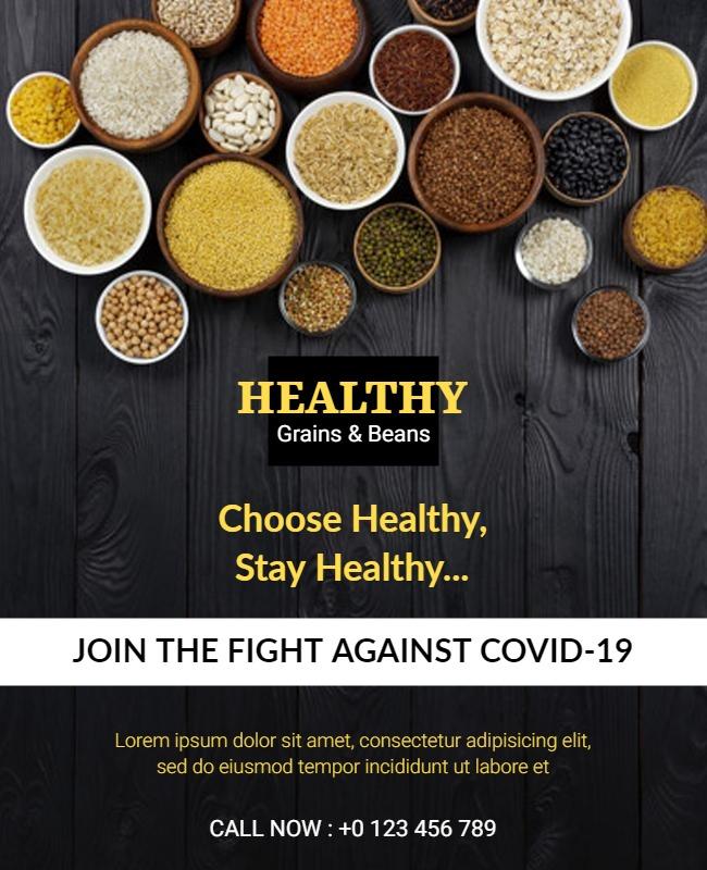 Healthy Grains and Beans Awareness Flyer Template