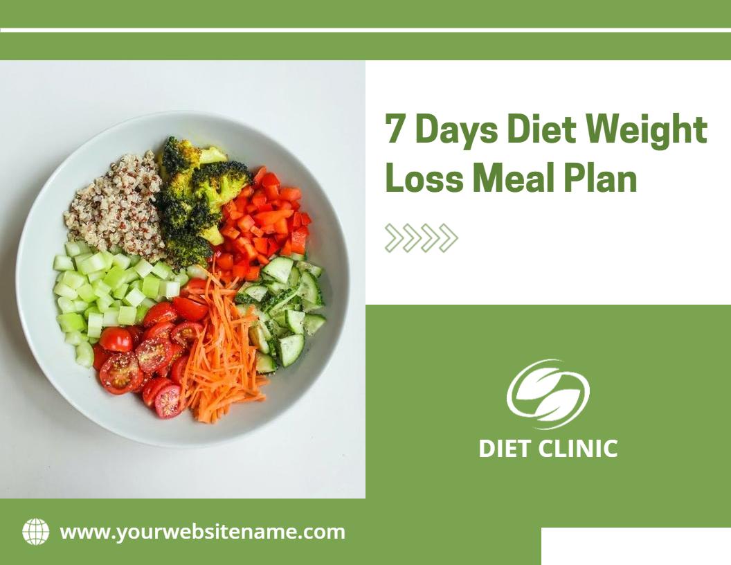 Healthy Green 7 Days Weight Loss Meal Plan Brochure Template