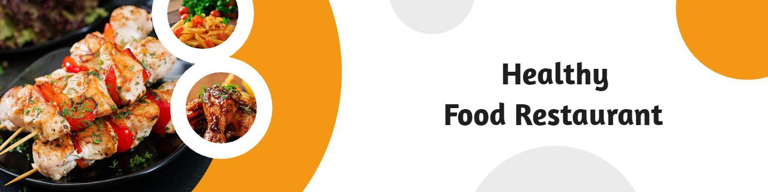 Healthy Grilled Chicken Dishes on Orange Food Restaurant Banner Template
