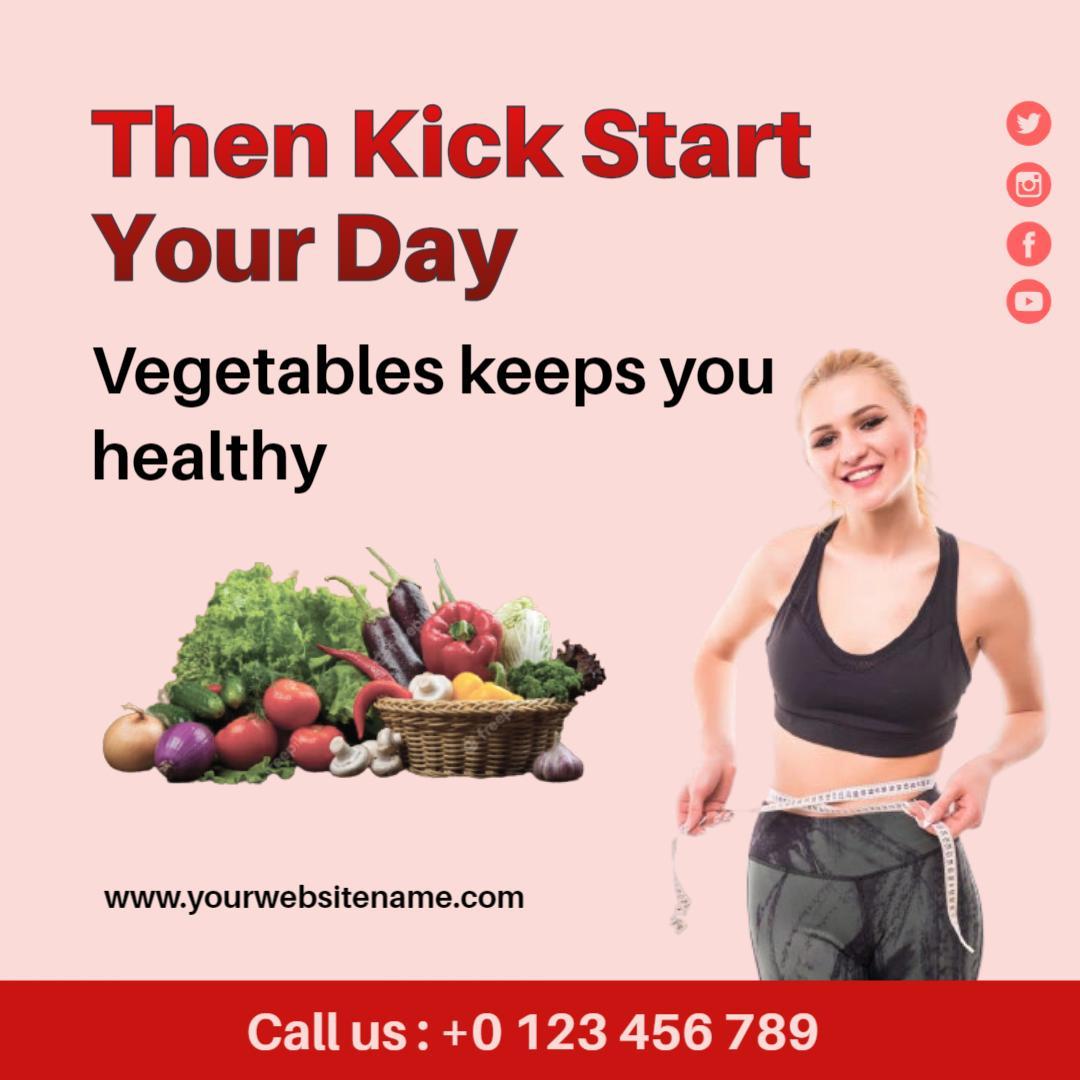Healthy Lifestyle Emphasizing Fresh Vegetables Nutrition Ad Template