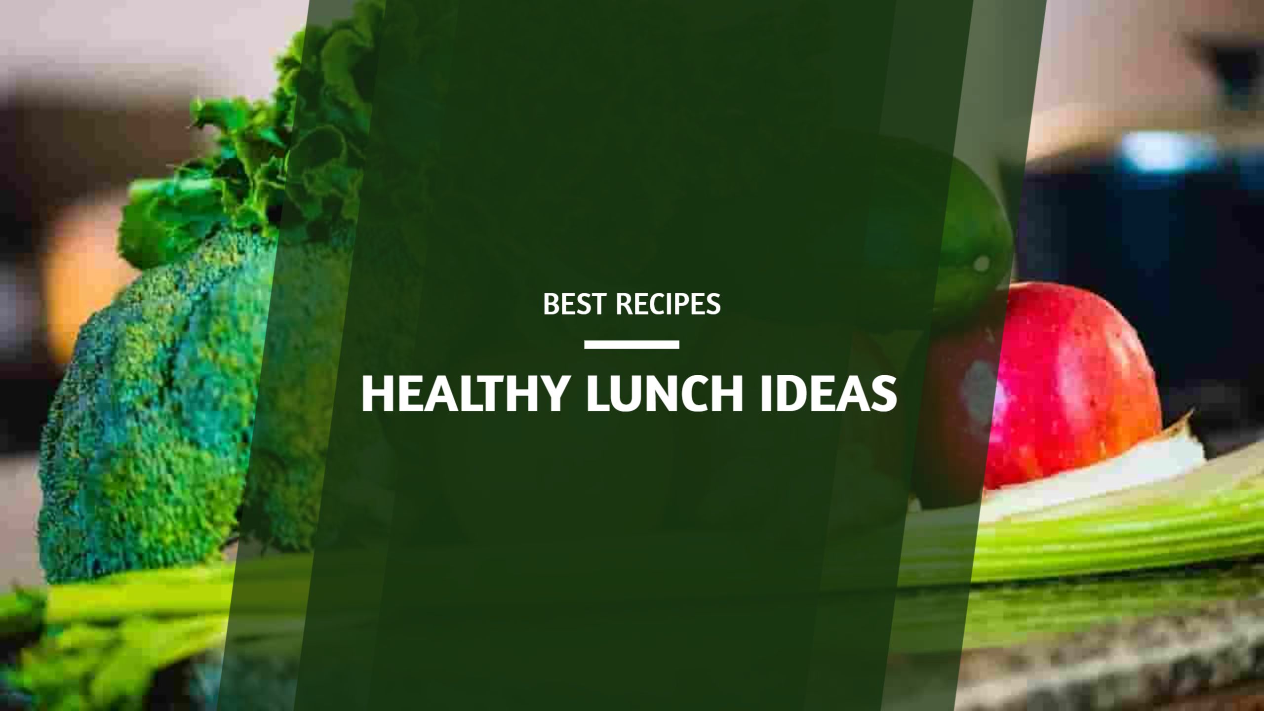 Healthy Lunch Ideas with Fresh Vegetables on Green Background YouTube Banner Template
