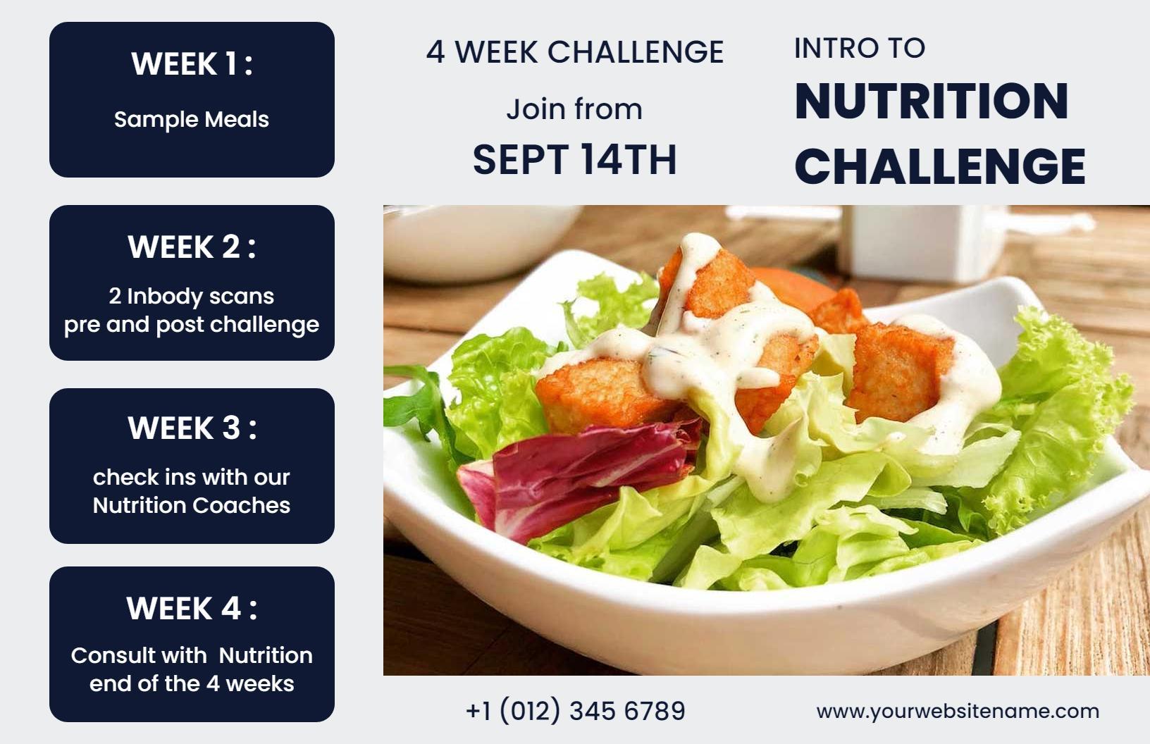 Healthy Meal Plans for 4 Week Nutrition Challenge Brochure Template