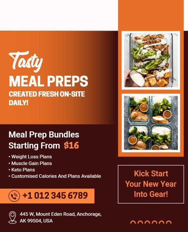 Healthy Meal Prep Service Promotional Flyer Template