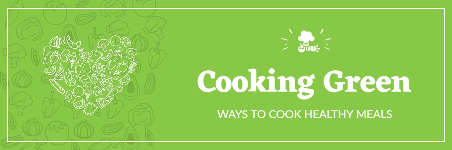 Healthy Meal Preparation Ideas Illustrated on Green Twitter Banner Template