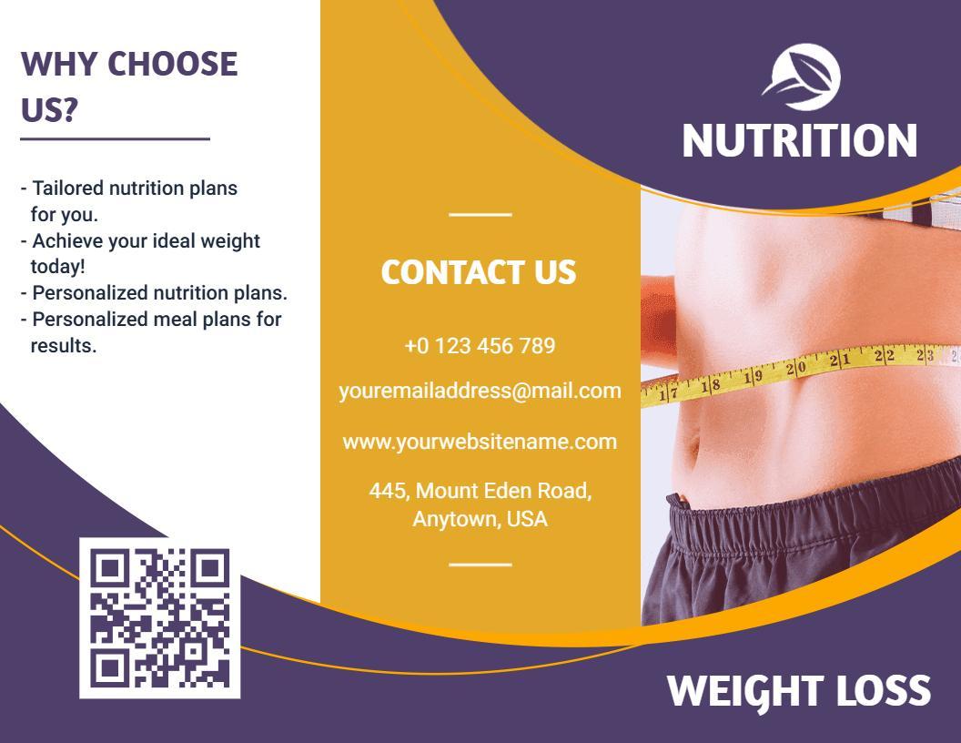 Healthy Nutrition Plans for Effective Weight Loss Brochure Template