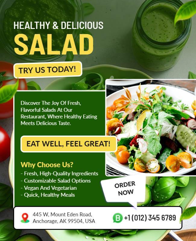 Healthy Salad Restaurant Promotion Flyer Template