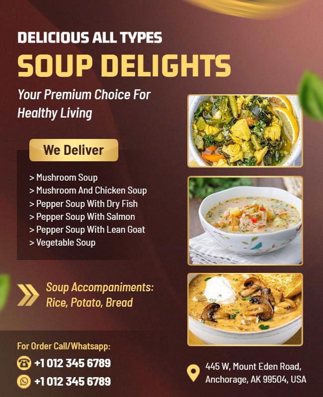 Healthy Soup Delivery Promotion Flyer Template