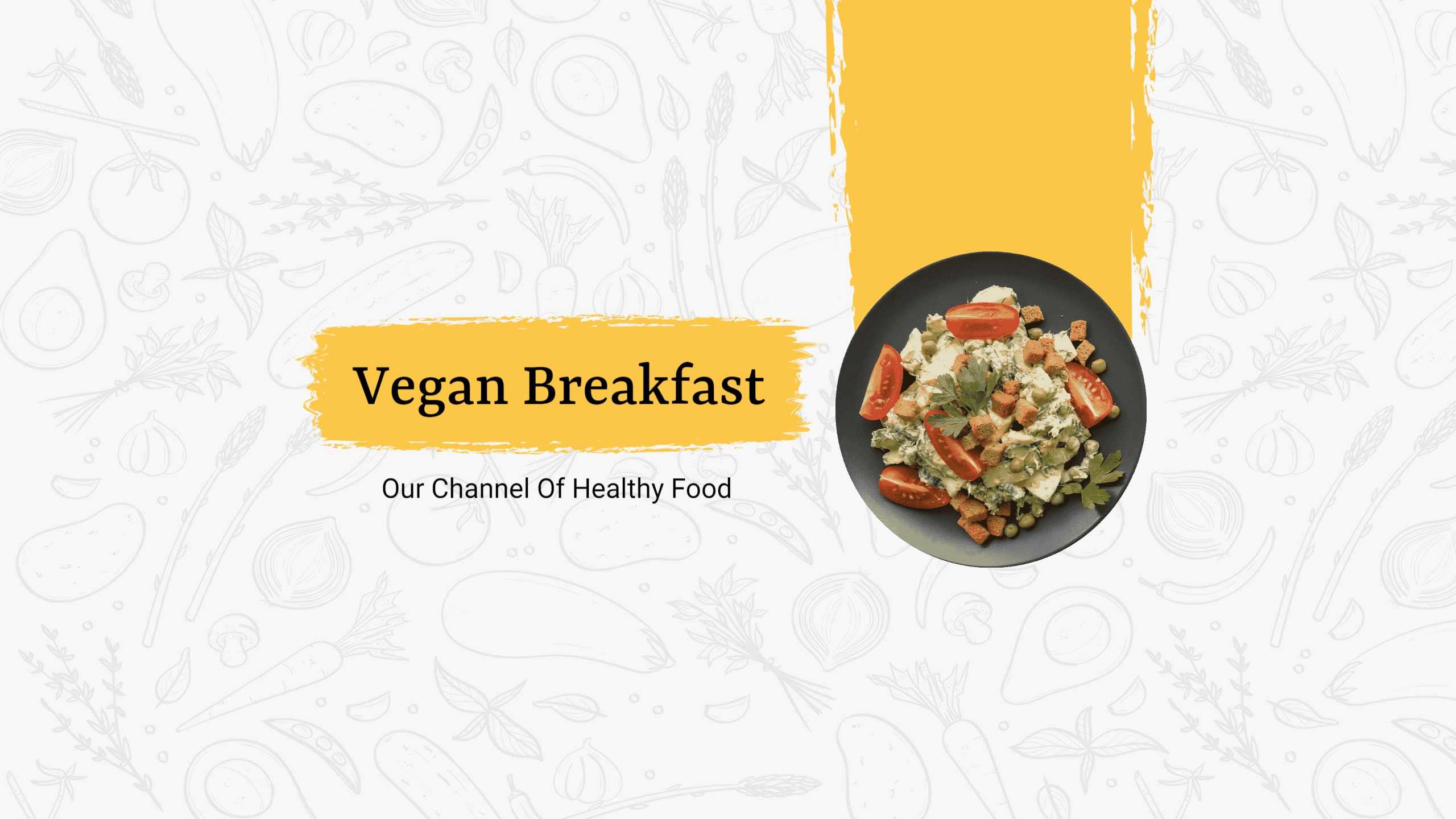 Healthy Vegan Breakfast Ideas with Bright Yellow Theme YouTube Banner Template
