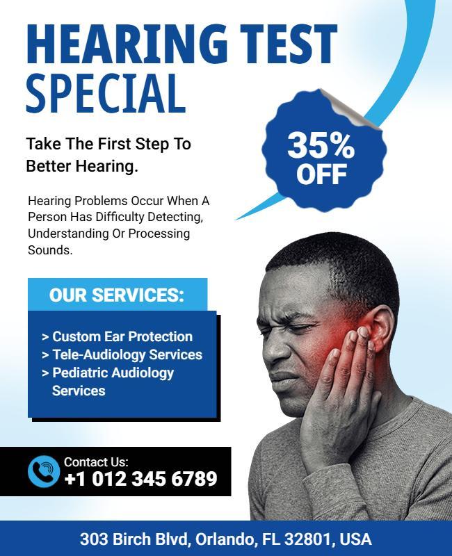 Hearing Test Promotional Discount Flyer Template