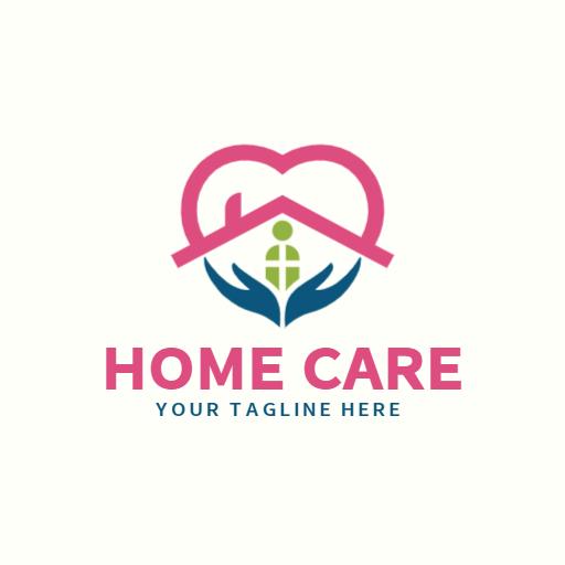 Heart and Hands Symbolize Compassion in Home Care Logo Template