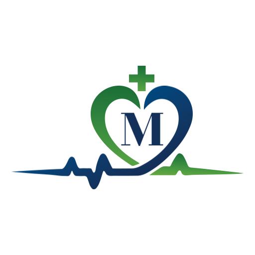 Heart and Pulse Design Featuring Letter M Alphabet Logo Template